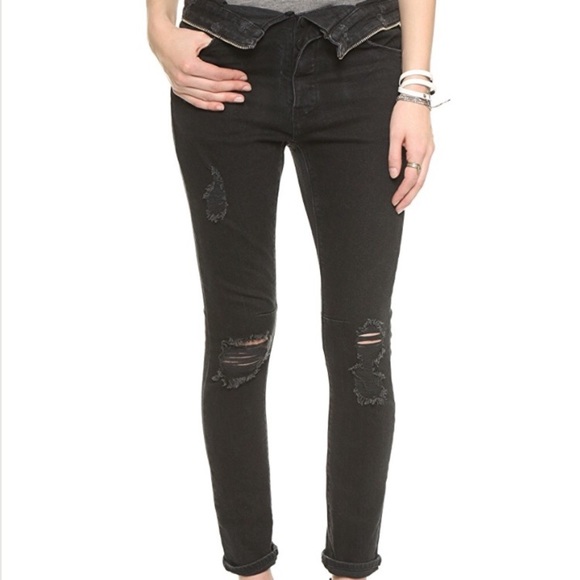 RtA Jane Jeans Exploded Black with Zipper Detail - Picture 2 of 8